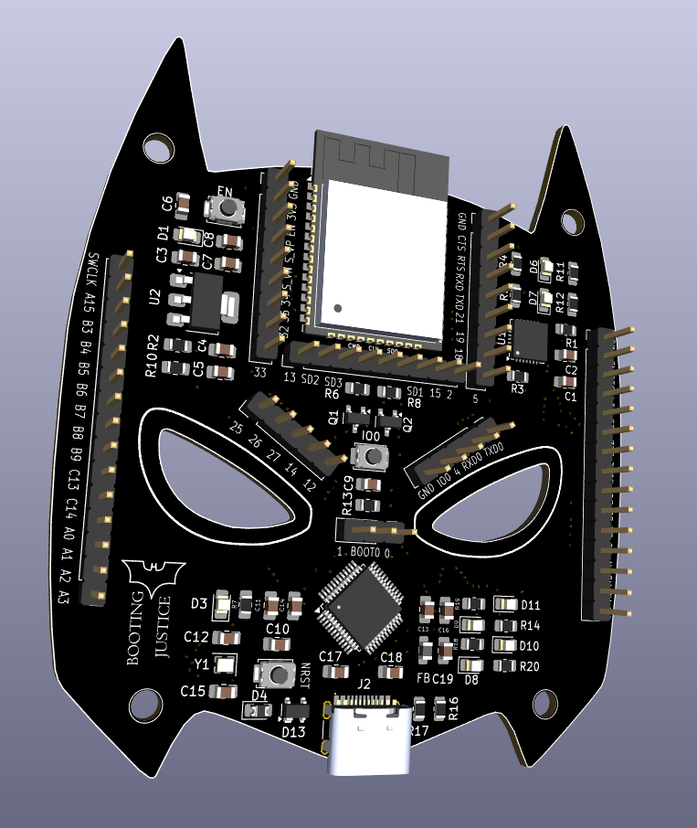 Front view of the CustomBoot-32 PCB